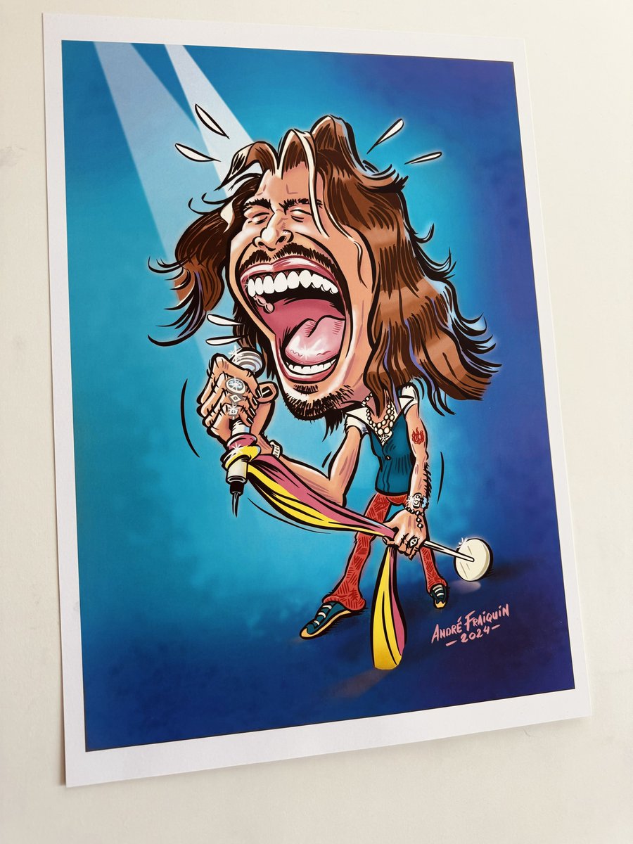 Tekende een karikatuur van Steven Tyler, legendarische frontman van Aerosmith. De inktversie ingekleurd en ingelijst! 🎤🎵Oeh,… yeah-yeah-YEA-AAHHH!🔥⚡️
#karikatuur #tekenen #steventyler #schets #workum #friesland #caricature #portrait #drawing #aerosmith #rock #singer
