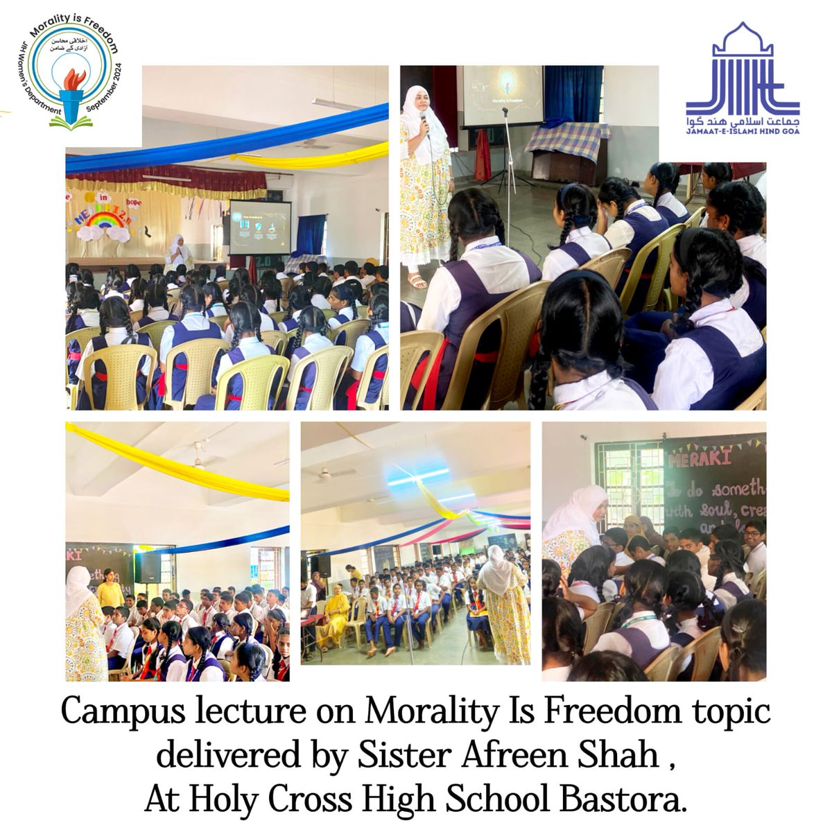JIHGoaOfficial's tweet photo. A Campus lecture on "Morality is Freedom" was conducted at Holy Cross School in Bastora. Engaging over 200 students and a few teachers.
#moralityisfreedom #campuslecture #youthempowerment #holycrossschool #moralguidance #gio #jihgoa #jihwomenswing #campaign2024 #joinus https://t.co/EDrvB0tqtD