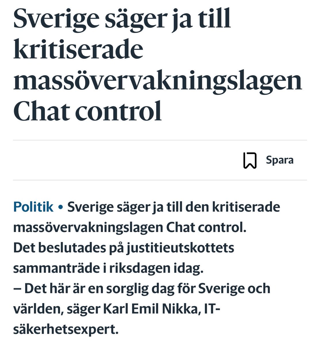 DanielSonesson's tweet image. Det finns inte ord starka nog för att uttrycka magnituden av det svek Moderaterna och Liberalerna står för vad gäller integritet, individens och internets frihet samt säker och trygg kommunikation.

Idag röstar M och L JA till det starkt kritiserade förslaget vid öknamn Chat…