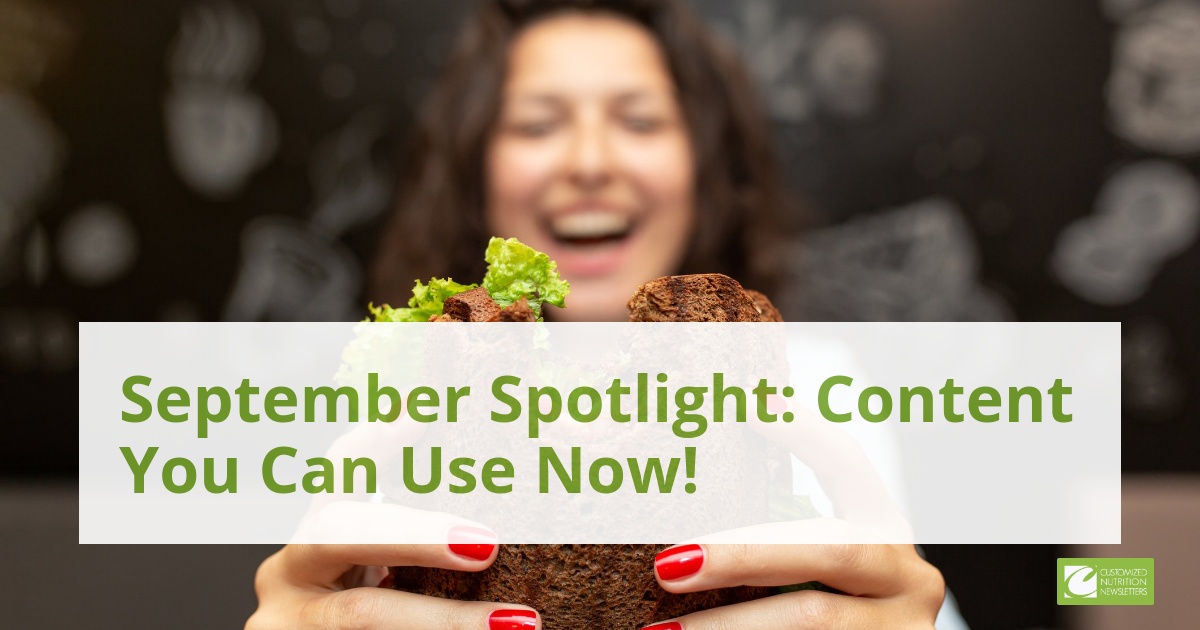 AffyHealth's tweet photo. Some of September's most popular titles in the Customized Nutrition Newsletters library are: 

✨ Food As Medicine: Brain Health
🥪 5 Ways to Transform the Mundane Sandwich into a Nutritious Delight
🏈 Tips for a Healthy Tailgate https://t.co/PY5jxwegbW