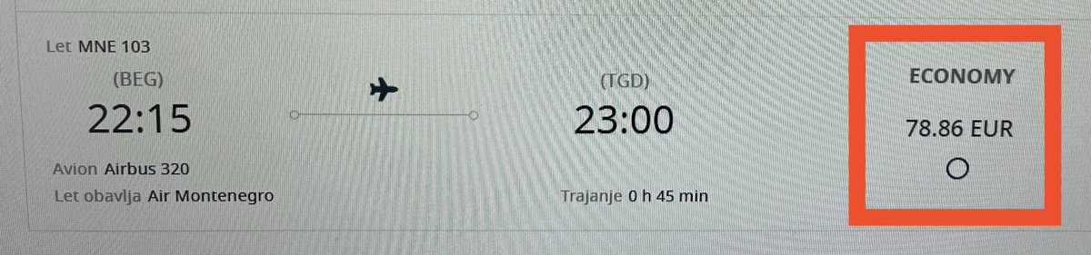 Iako nekome na prvi pogled izgleda kao dobra akcija, u stvarnosti se ne realizuje. 

Povratnu kartu do/od Beograda ne možete kupiti za 100, već za 151.56 eura, što je iznos veći i od vanakcijske cijene.