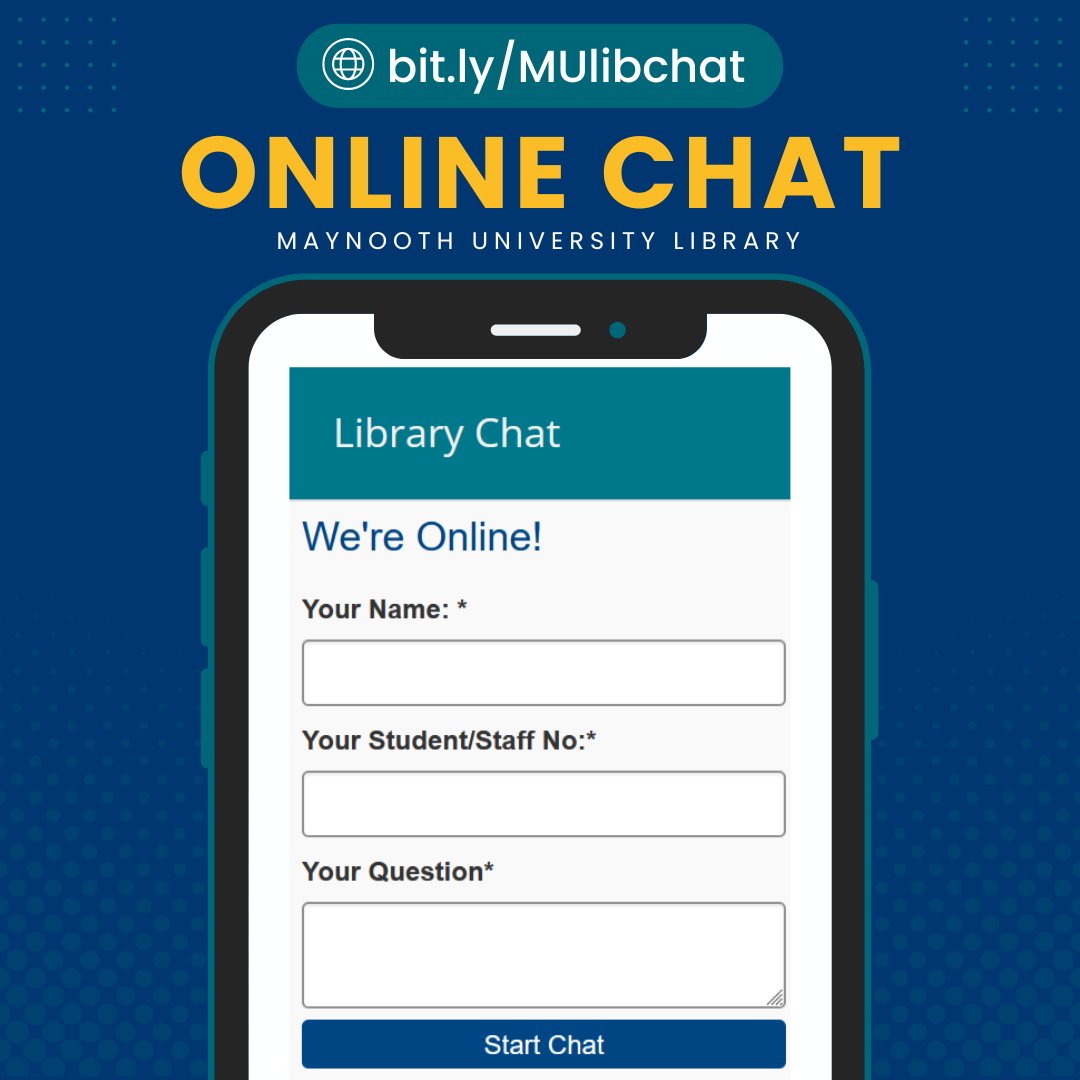 Do you have a question for our team?
Use Library Chat located on the Library homepage or bit.ly/MUlibchat to ask us a question, whether it's looking for directions, looking for support or looking for a book!