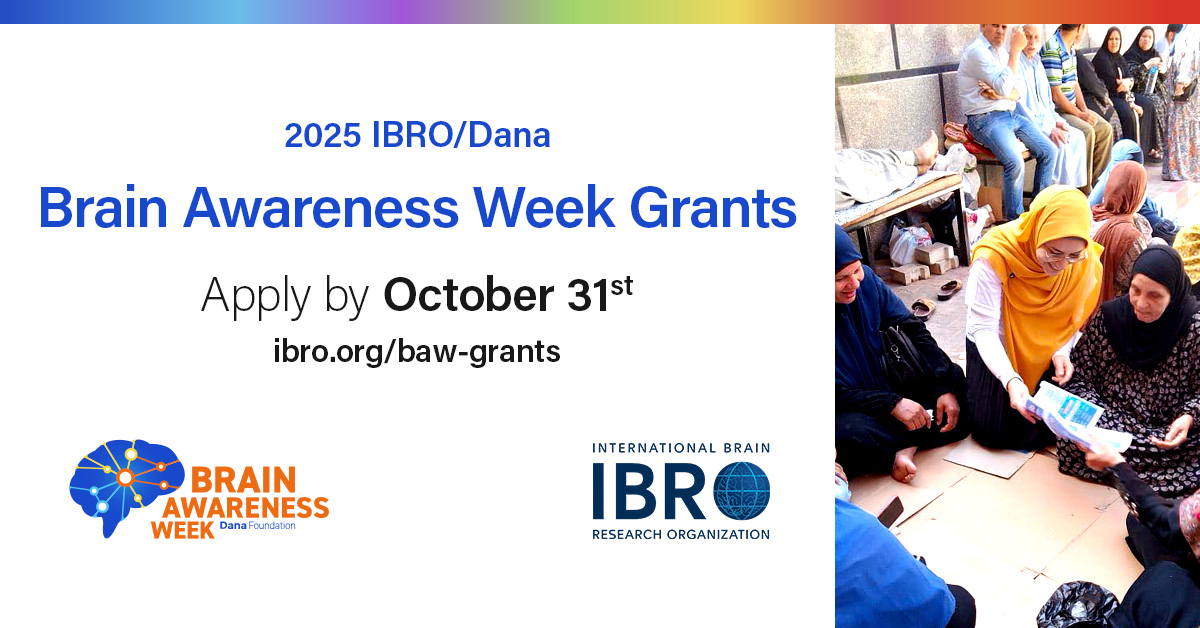 Did you know you can apply for #funding to support your #BrainAwarenessWeek activity? 🤩 Check out the IBRO/Dana Grant! 🧠🌍 
🗓️ Deadline: 31 Oct 2024
💰 Funding: up to USD 1,250
👉 Apply: ow.ly/qpGA50TrBao
#scicomm #scienceoutreach

<a href="/dana_fdn/">Dana Foundation🧠</a> <a href="/SONAorg/">SONA</a> <a href="/neuroFALAN/">FALAN</a> <a href="/CAN_ACN/">CAN ACN</a>