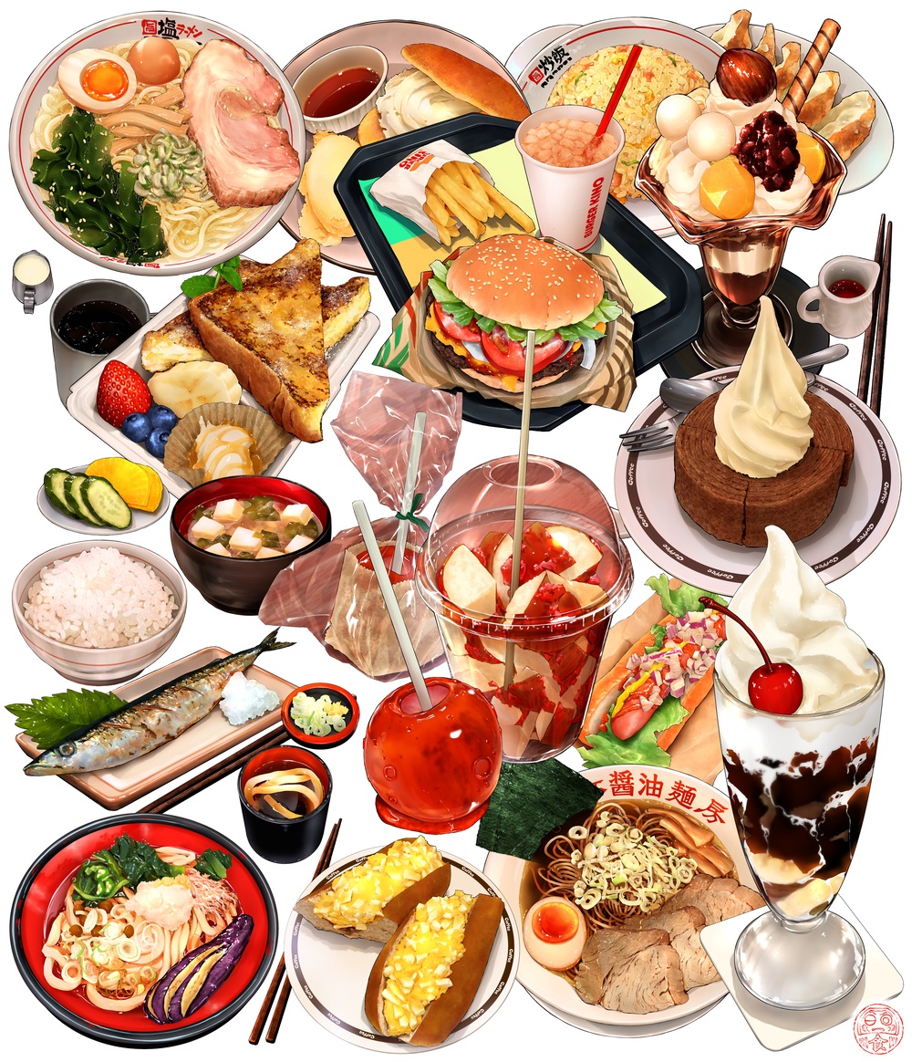 ooranokohaku's tweet image. 9月に描いた飯絵です September food illustration 
#今月描いた絵を晒そう
