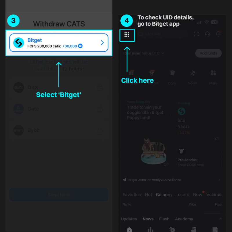 bitget's tweet photo. Meow~ $CATS pre-deposit is available on #Bitget with 0 gas fees! 🐾😼

⏳ Only 5 days left! The first 200,000 users will win 30,000 extra $CATS! @Cats_telegram

Find out how👇

#CATSlistBitget