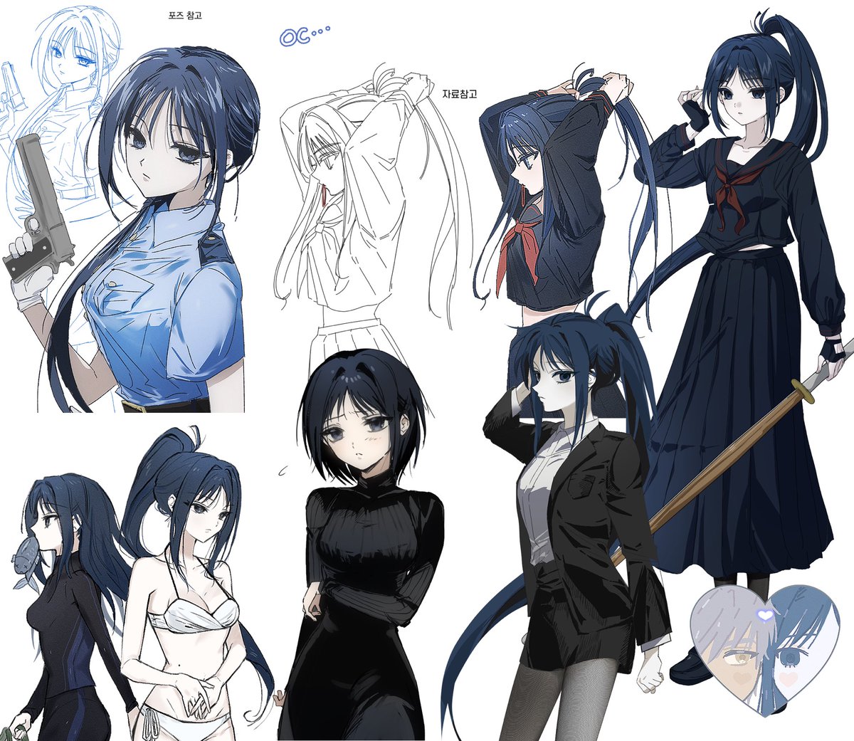 n개월 전 그림들 꽤 쌓였길래 모아봄 
oc입니닷