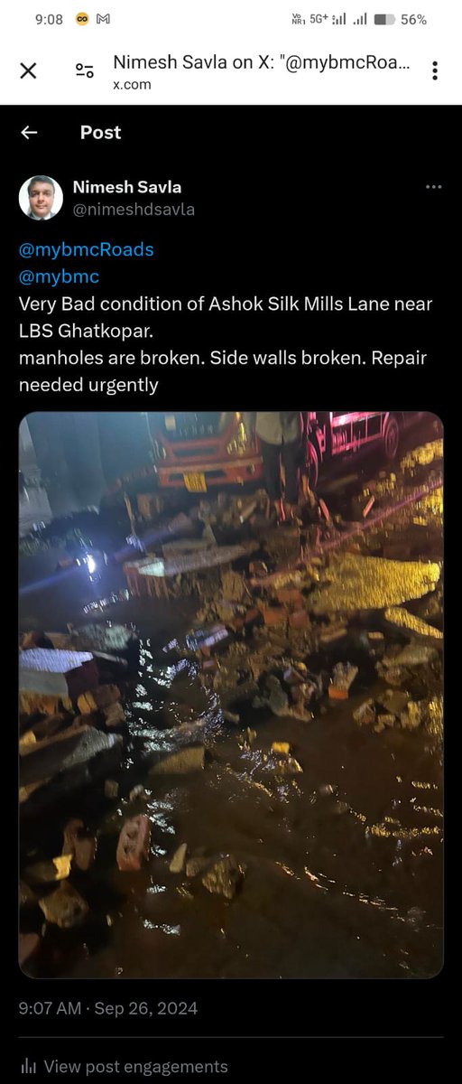 siddiqueefarde1's tweet photo. Case in point is road connecting LBS and office area. Open manholes fallen walls no value of lives.... https://t.co/ztWmCpdlOV