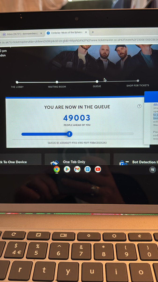 Loola72's tweet photo. @TicketmasterUK @coldplay 
Been in the queue started 80k why sooooo slow, if tickets have gone them
Put me out of my misery https://t.co/gxRZNQbs3u