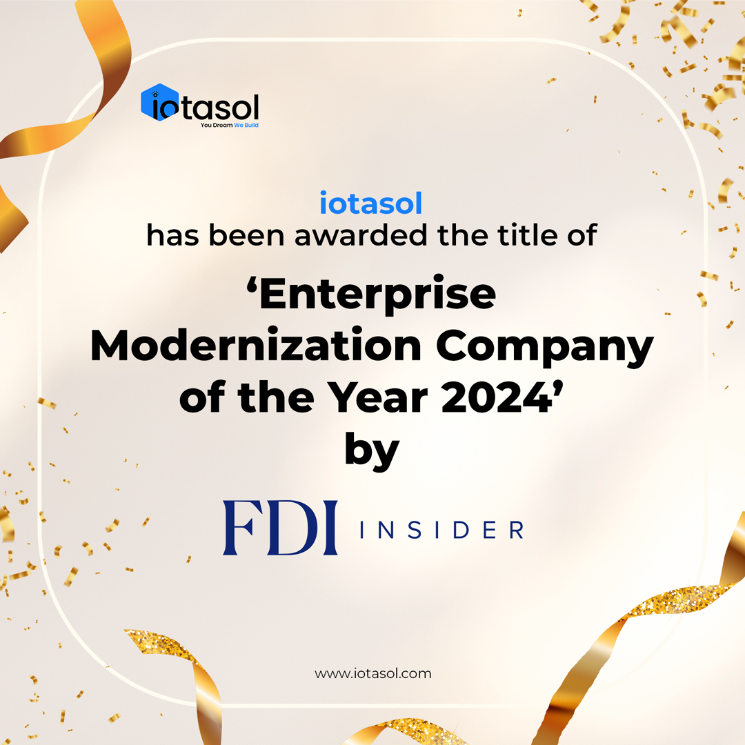 @iotasol has proudly been named "Enterprise Modernization Company of the Year – India 2024" by FDI Insider! 

This award celebrates our commitment to empowering businesses through advanced technologies like Generative AI, IoT, and AR/VR to drive innovation and success.

#award