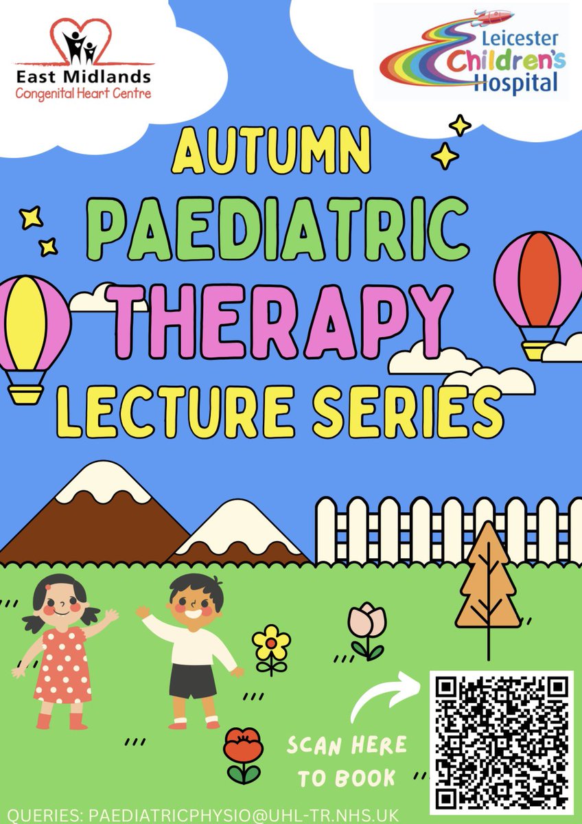 physio_rachael's tweet image. PAEDIATRIC AUTUMN LECTURE SERIES 🍁 👫

University Hospitals of Leicester are hosting a paediatric lecture series suitable for physiotherapists, occupational therapists, therapy support workers and anyone with an interest in paeds!

Use the poster to secure your place now!