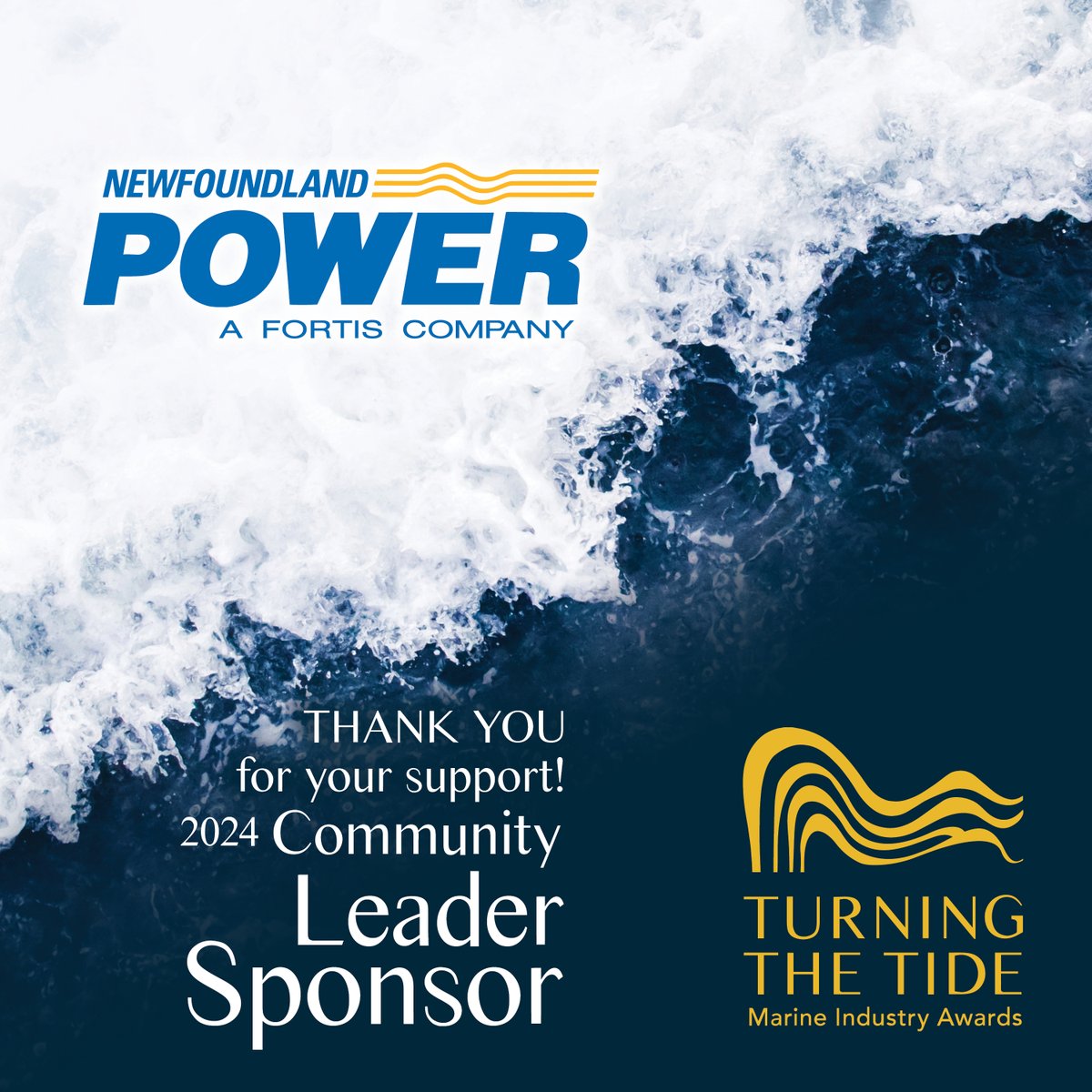Thank you, Newfoundland Power Inc., for supporting the 7th annual Turning the Tide Marine Industry Awards!  Mark your calendars for September 28th to honour outstanding achievements and contributions. 🗓️ 😌

turningthetideawards.ca/event 

#TurningTheTide #ThankYou <a href="/NFPower/">Newfoundland Power</a>