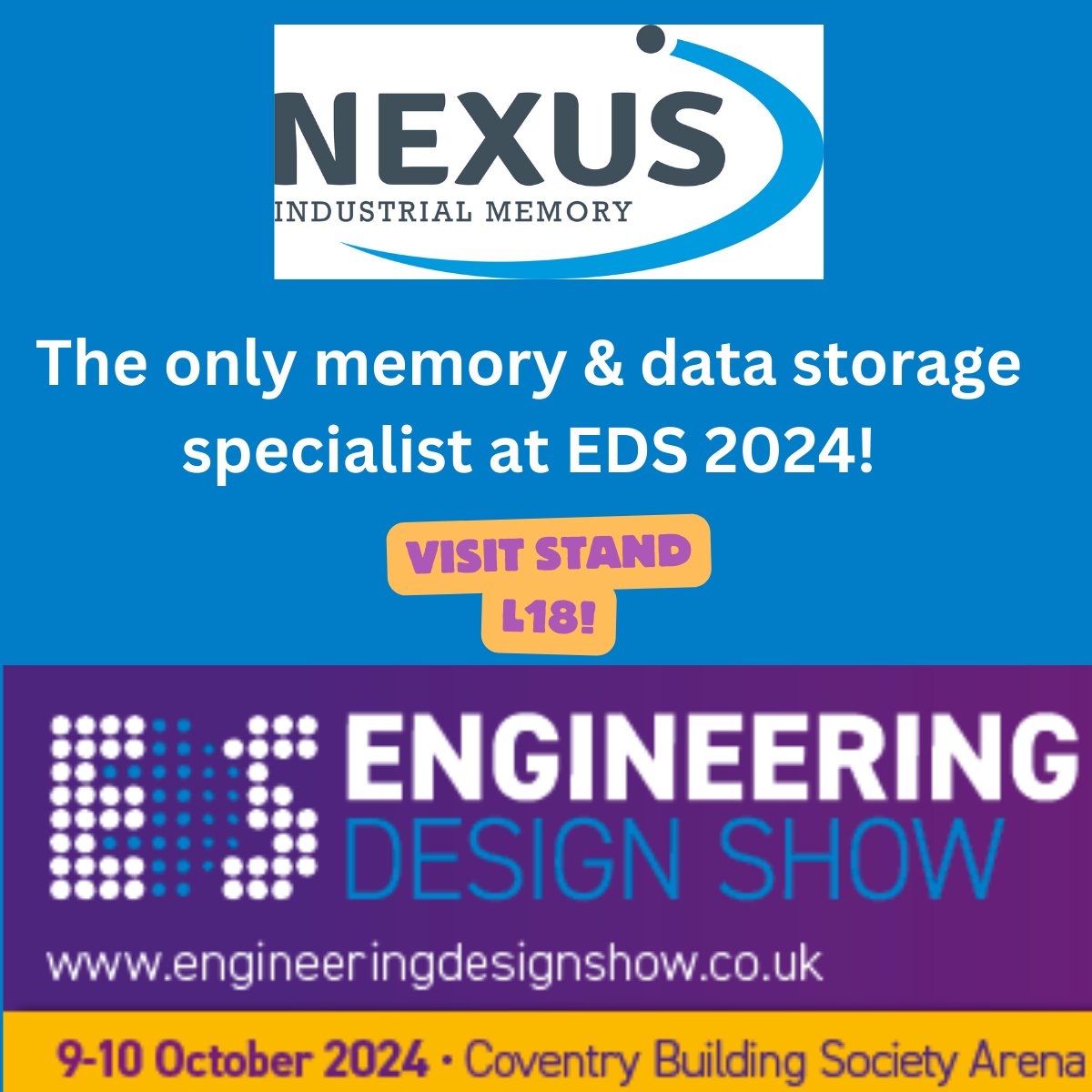 Nexus Industrial Memory (@nexus_memory) on Twitter photo Looking for #securememory solutions for your engineering projects? Don't miss us <a href="/EngDesignShow/">Engineering Design Show</a> ! We're the only memory and #datastorage experts exhibiting this year.
Find us on stand L18 to learn more about how we can secure your #data Looking for #securememory solutions for your engineering projects? Don't miss us <a href="/EngDesignShow/">Engineering Design Show</a> ! We're the only memory and #datastorage experts exhibiting this year.
Find us on stand L18 to learn more about how we can secure your #data