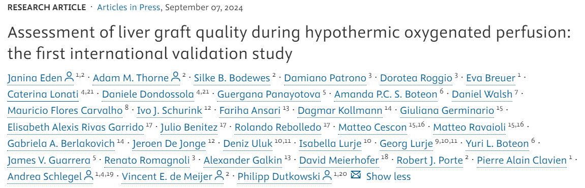 🆕Article in press❕

Assessment of liver graft quality during hypothermic oxygenated perfusion

➡️The first international validation study

DOI👉doi.org/10.1016/j.jhep…

#LiverTwitter
