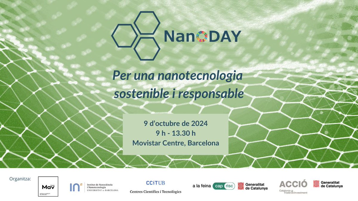 ACCIÓ (@accio_cat) on Twitter photo 🔬 #NanoDAY2024 | Vine i descobreix la situació de la #nanotecnologia i la #nanociència a Catalunya, la tecnologia clau per a la indústria del s. XXI!
📆 09/10
⏲️ 9.00h
📍<a href="/MovistarCentre/">Movistar Centre</a>, Barcelona
No t'ho perdis!👇👇
agenda.accio.gencat.cat/cercador/-/act…
<a href="/ClusterMAV/">Clúster MAV</a> <a href="/In2Ub/">IN2UB</a> #innovACCIÓ 🔬 #NanoDAY2024 | Vine i descobreix la situació de la #nanotecnologia i la #nanociència a Catalunya, la tecnologia clau per a la indústria del s. XXI!
📆 09/10
⏲️ 9.00h
📍<a href="/MovistarCentre/">Movistar Centre</a>, Barcelona
No t'ho perdis!👇👇
agenda.accio.gencat.cat/cercador/-/act…
<a href="/ClusterMAV/">Clúster MAV</a> <a href="/In2Ub/">IN2UB</a> #innovACCIÓ