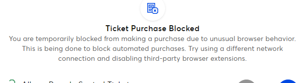 fzsami's tweet photo. @TicketmasterCS  absolutely heartbroken been trying to purchase these tickets for my fiancée &amp; myself. After waiting over 2 hours in the queue I keep getting this message. Please help! https://t.co/LwhPlQR5Ou