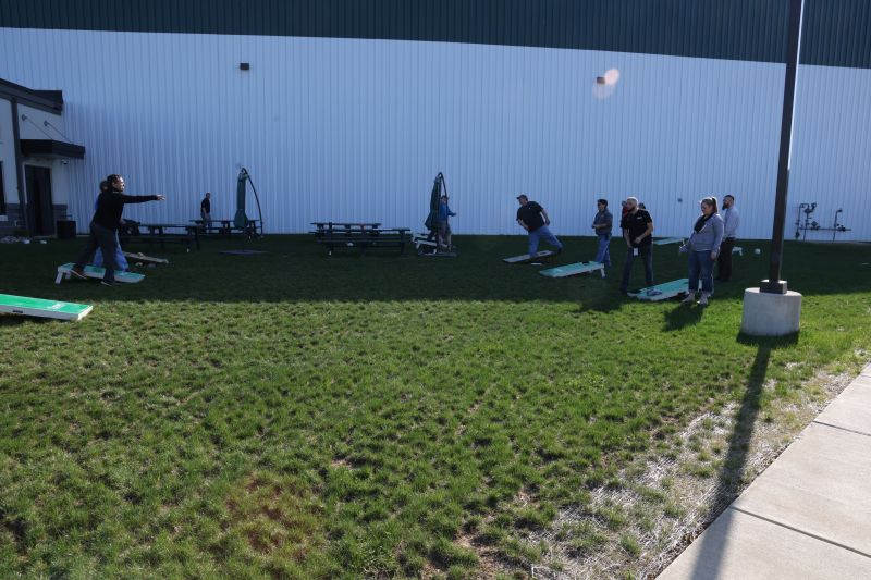 LevisBuildComp's tweet image. Our annual Levi&apos;s game day was a success! Employees had a blast with air hockey, cornhole, and HORSE! #GameDayFun #TeamSpirit