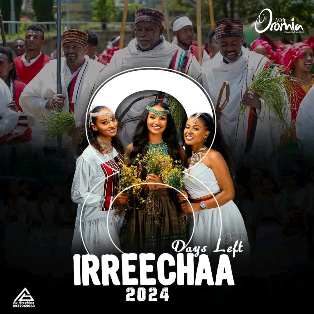 VisitOromia's tweet photo. Get your Irreecha outfit ready! Only 8 days left.
#ethiopiasabudance #visitOromia #Irreecha2017 #LandOfOrigins #Birraa #Irreechaa #Ethiopia #Oromia #Thanksgiving #Oromo https://t.co/6mHgiSMt6D