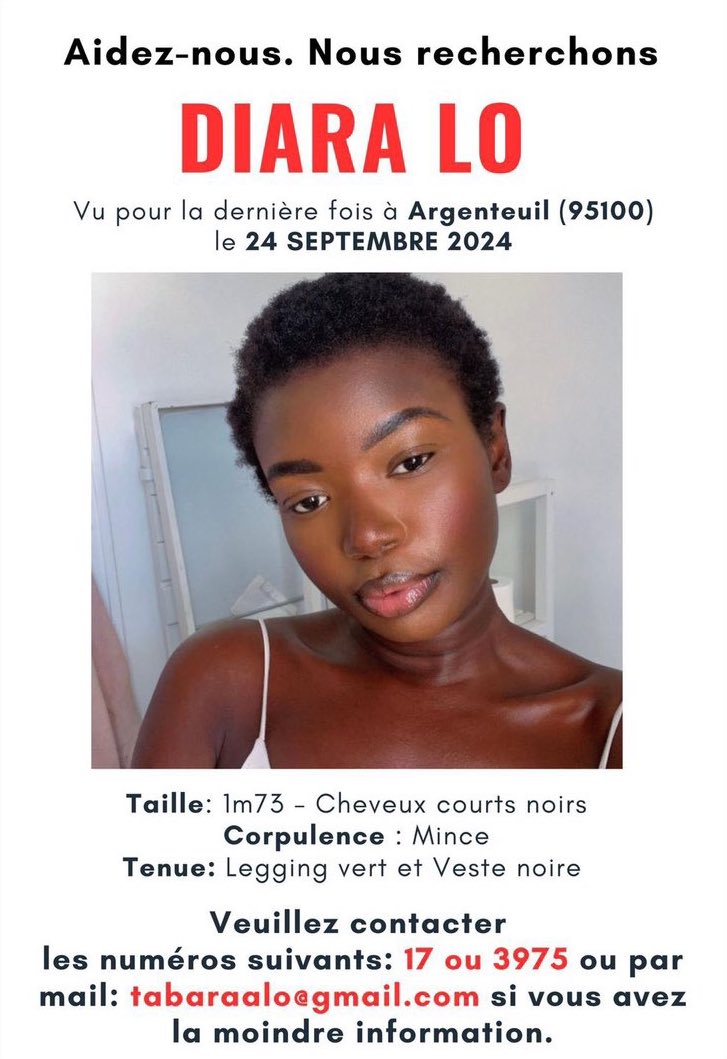 Pourriez-vous partager svp, c’est la sœur de mon amie. Elle est partie sans téléphone, sans portefeuille, sans son pass navigo... On est très inquiets.