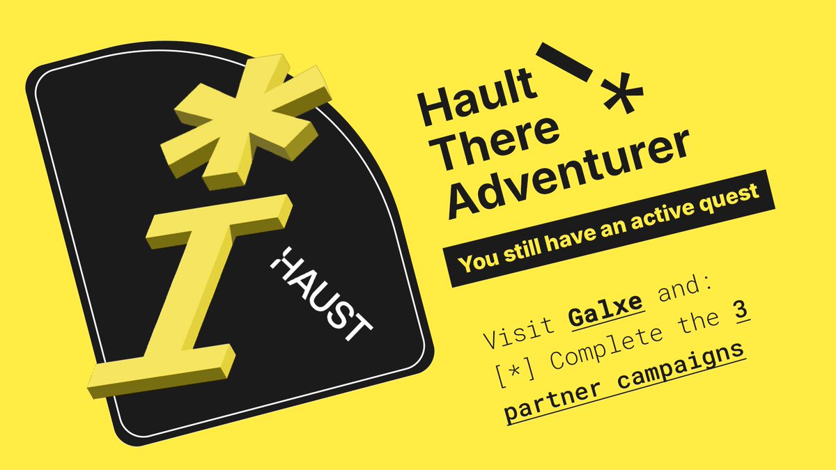 Don't miss out on the Haust <a href="/GalxeQuest/">Galxe Quest</a> Campaign! 🚨

Join our partner campaign with <a href="/0xPolygonEco/">Polygon Ecosystem</a> and <a href="/NEARProtocol/">NEAR Protocol</a> for you to earn exclusive roles and rewards (up to 1500 USDT).

🎯 Social tasks, USDT rewards:

1️⃣ Join the Haust Galxe Space
2️⃣ Complete Polygon, Haust and NEAR