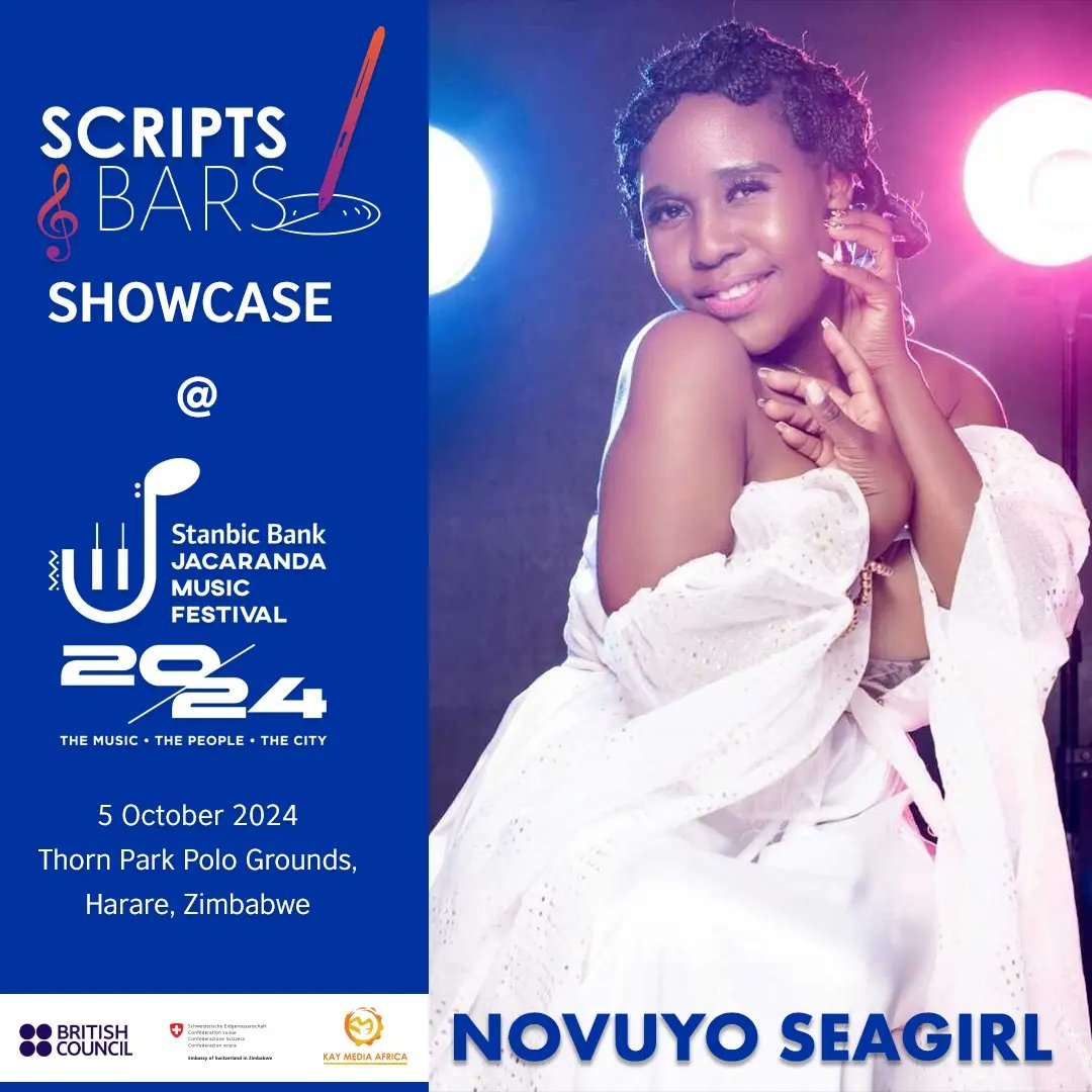 scriptsandbars's tweet image. We are excited to announce that Novuyo Seagirl will be performing during the Scripts and Bars Showcase at the Stanbic Bank Jacaranda Music Festival on October 5, 2024, in Harare. 
@SouthernAfrArts @jacarandamusicf @kaymediaafrica
#SJMF2024 #ScriptsandBars #BritishCouncil