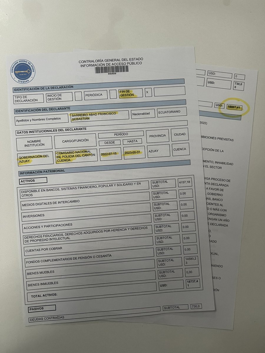 #CasoNene

ATENCIÓN: 

Se descubren tres cuentas en paraísos fiscales, con más de $7 millones de dólares, a nombre de Francisco Sebastián Barreiro Abad, hijo de la Vicepresidenta Verónica Abad. 

Dos cuentas pertenecen a la empresa CAPITAL FINANCIAL SERVICES LIMITED, con sede en
