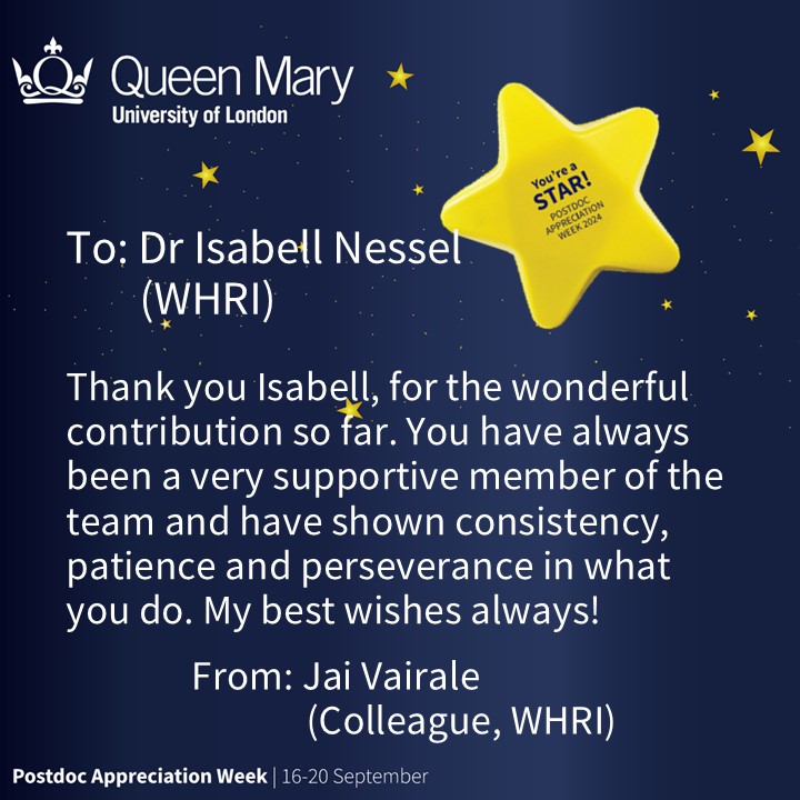 QMUL_ResDev's tweet image. Happy Postdoc Appreciation Week! 
    #QMPAW24 #LovePostdocs @QMULWHRI