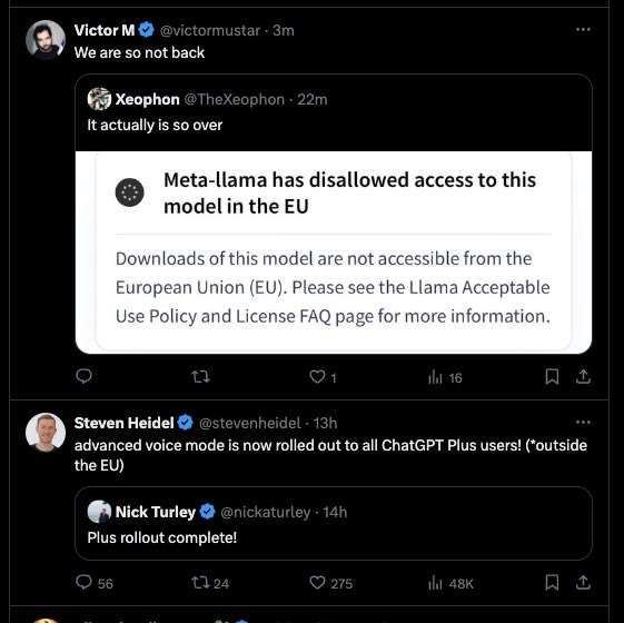 What overregulation feels like. AI progress is now skipping Europe