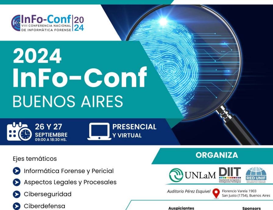 Hoy comienza la #Infoconf2024 en la <a href="/UnlamOficial/">Universidad Nacional de La Matanza</a>, la querida conferencia de #DFIR que me ha tenido como expositor en varias oportunidades . Lamentablemente por ocupaciones, estaré a la distancia. Suerte <a href="/GioiaCintia/">Cintia V. Gioia</a> y a la #RedUnif