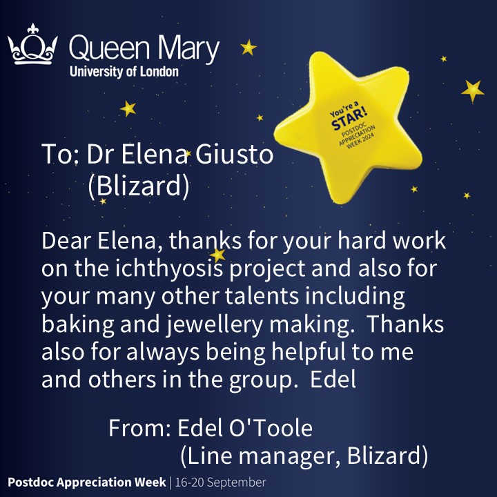 QMUL_ResDev's tweet image. Happy Postdoc Appreciation Week! 
    #QMPAW24 #LovePostdocs @blizard_inst