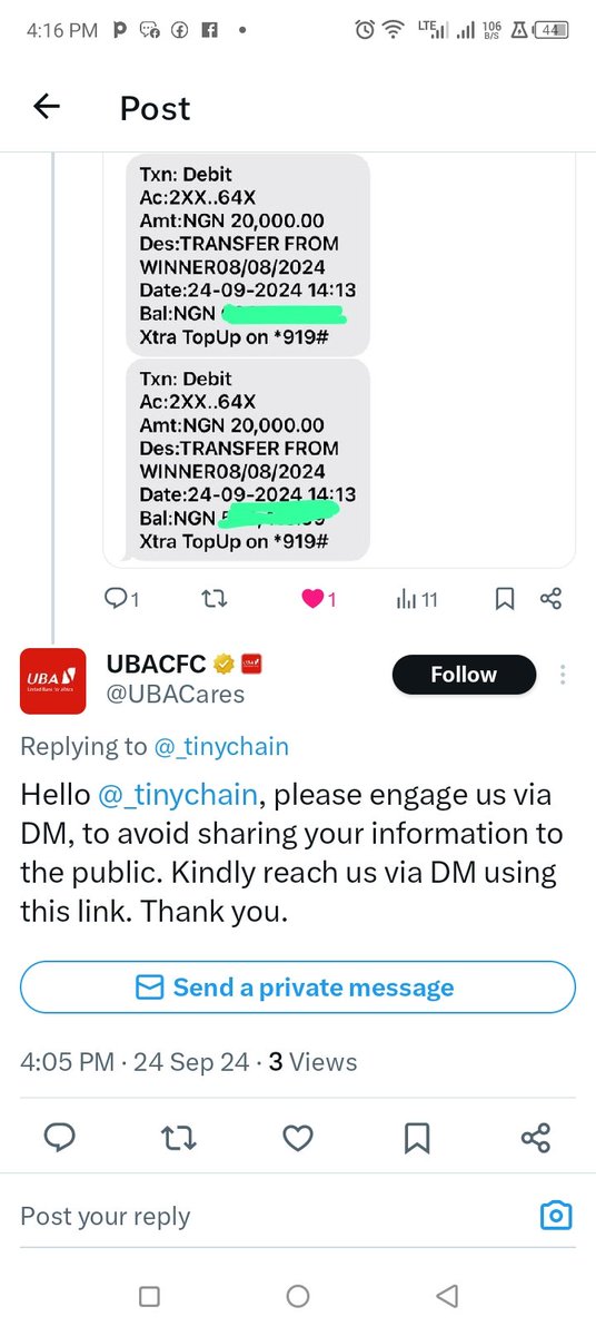 _tinychain's tweet image. After telling me they will send back my money after 48hrs they went ahead to debit me 40k this morning again 😭😭😭😭 please tag @UBAGroup and @OPay_NG until they refund my money