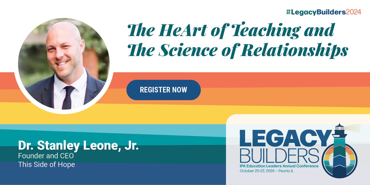 Dr. Stanley Leone, Jr. will share about his traumatic childhood experiences and how school relationships led him to a more productive, healthy life. Join us October 20-22 for the 2024 IPA Education Leaders Annual Conference! Register today! ow.ly/r9ZH50TtRgz