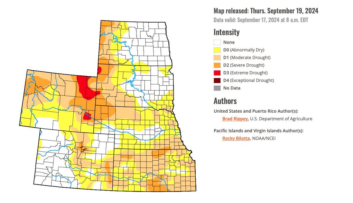 ClimatePredict's tweet photo. Weather problems for #wheat in Europe  &amp; Ukraine, combined with this #drought  monitor and #lanina finally forming have helped wheat prices stabilize. How will solar cycles, or #climatec change affect our long range view of investing in the #grain market? https://t.co/Nex879Pug6 https://t.co/N0SXw16TM1