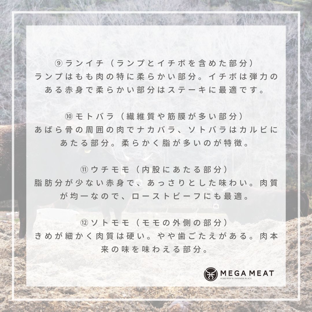 _megameat's tweet photo. お肉を部位で購入すると、
その筋肉の特徴が良くわかります。

自分の中で基準を持つことで、
お肉の世界の広さを知ることが出来ます。

牛肉の部位買いはお肉を知る最適な入り口。

自分の舌で自分の基準を持つ。
これもお肉の世界を楽しむ一つの方法です。 https://t.co/QWp3hpKtoF