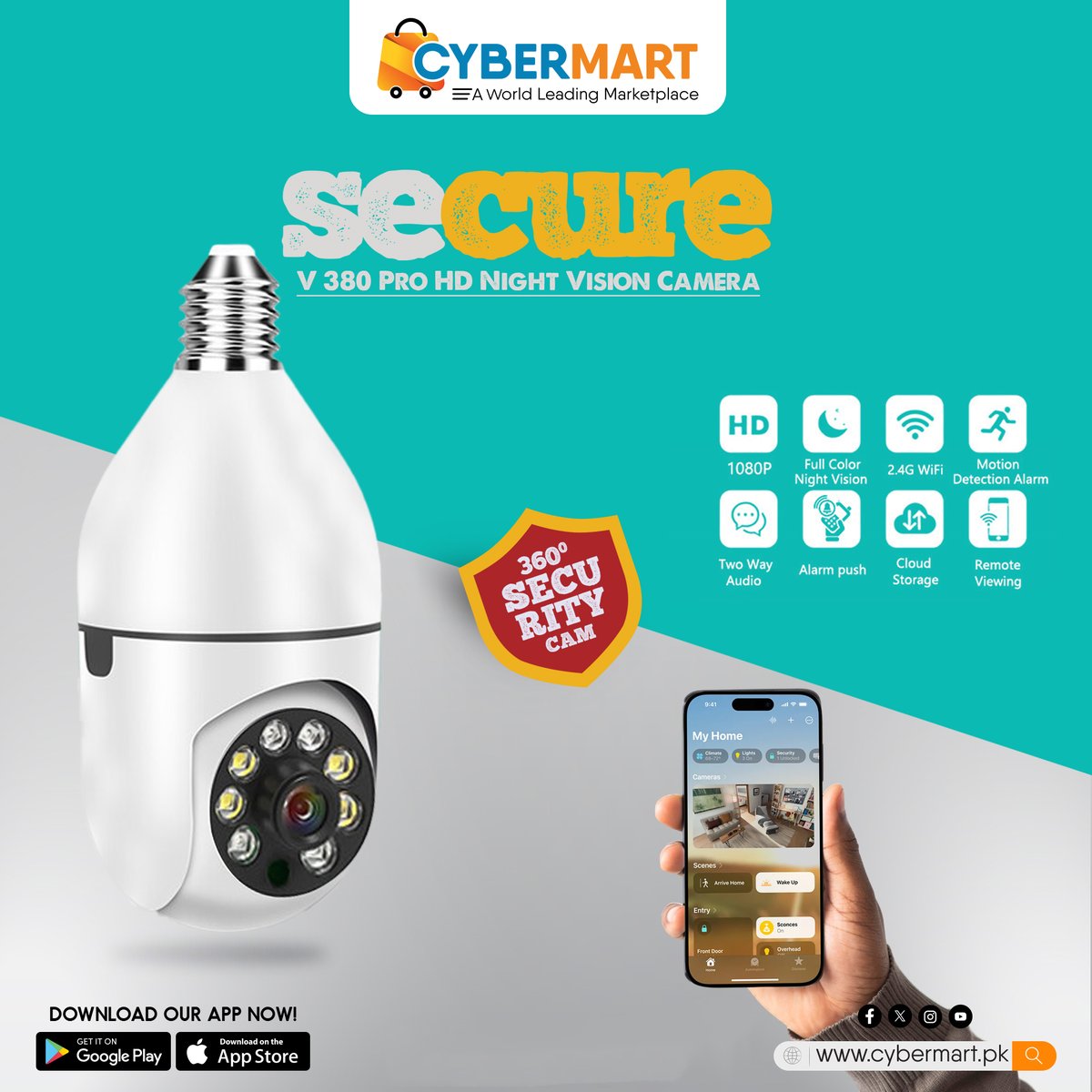 cybermartpak's tweet image. Introducing the V 380 Pro HD Night Vision Camera — your 360° security solution! 

Order yours now at 👉 cybermart.pk/CCTV-HD-Camera…

#HomeSecurity #NightVisionCamera #CyberMart #SafetyFirst #360Camera #ShopOnline #CyberMartPK