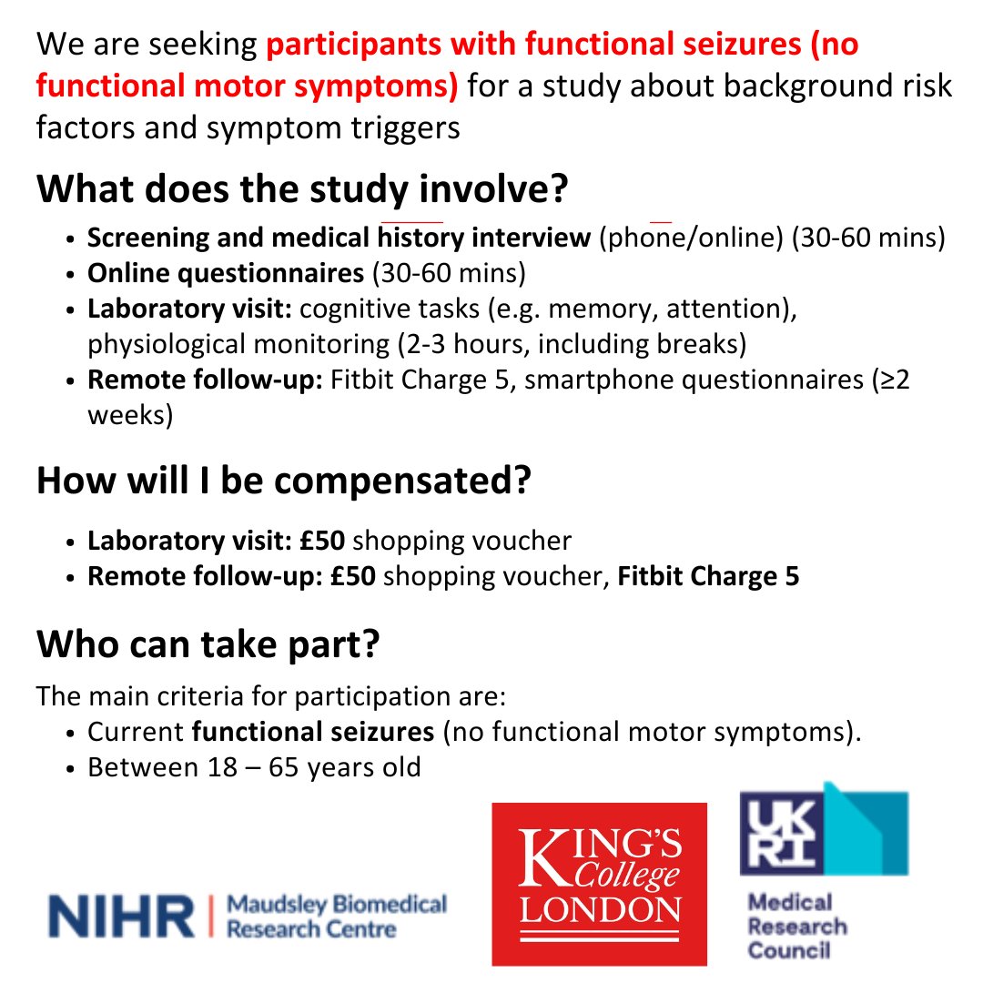 FNDHopeUK's tweet image. **Update**

We're still looking for more participants diagnosed with functional seizures.

We are particularly in need of more females with the diagnosis.

...

#FND #FunctionalNeurologicalDisorder #ResearchStudy #MedicalResearch #FNDAwareness