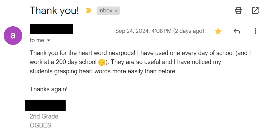 This school year has been pretty overwhelming and some days, I feel like I haven't accomplished anything I set out to get done. But then, I get an email like this from a teacher I've never met and I'm reminded to keep pushing because the work I do *is* making a difference!