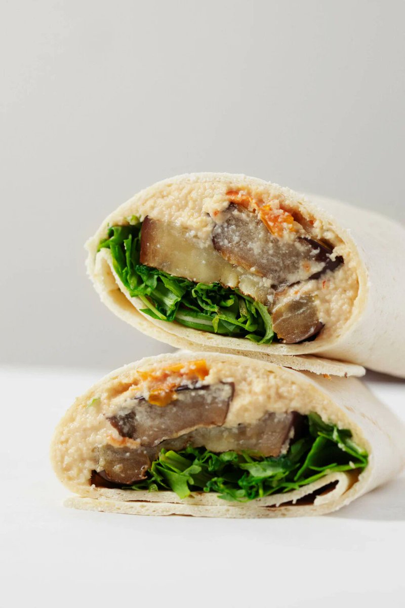 finite_nutri's tweet photo. These vegan eggplant wraps, with sun-dried tomato cashew "cheese" and arugula, are filling, fresh, and savory! Oven-roasted eggplant adds depth and tenderness. π± #VeganEats #HealthyWraps #PlantBased https://t.co/EbdJDYV3i4