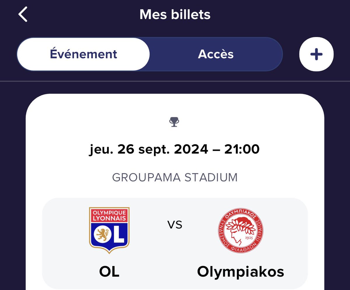 ZShapur's tweet photo. Vends une place pour le match OL - Olympiakos. Bonne place au premier rang du bloc 410. Billet au prix d’achat abonné soit 18€. #OLOLY #TEAMOL @OL_BILLETTERIE @OLTradeBed https://t.co/nXFshgpyIQ