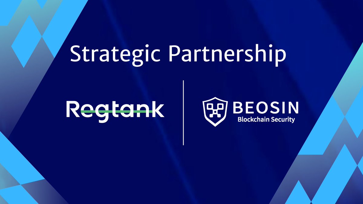 Regtank is pleased to announce our strategic partnership with <a href="/Beosin_com/">Beosin 🛡 Web3 Security & Compliance</a> 🫱🏻‍🫲🏼🎉

For more insights about this partnership between Regtank and Beosin, please visit: regtank.com/insights/302

#Regtank #Beosin #Compliance #AML #CFT #KYC #KYT #BlockchainSecurity #CryptoCompliance