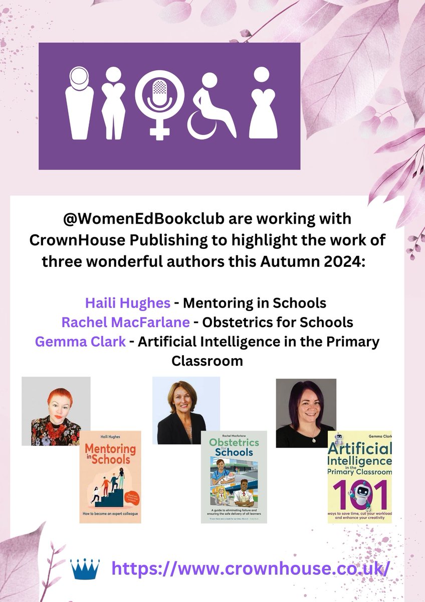 Crown House Publishing (@crownhousepub) on Twitter photo Keep an eye out for this exciting series on <a href="/WomenEd/">WomenEd 10%Braver #DisruptiveWomen</a>’s YouTube channel featuring three of our wonderful authors💜
@WomenEdBookClub will host conversations with <a href="/HughesHaili/">Dr Haili Hughes FRSA</a>, @Gemma_clark14 and <a href="/RMacfarlaneEdu/">Rachel Macfarlane</a> about their books – coming this October! 📚 Keep an eye out for this exciting series on <a href="/WomenEd/">WomenEd 10%Braver #DisruptiveWomen</a>’s YouTube channel featuring three of our wonderful authors💜
@WomenEdBookClub will host conversations with <a href="/HughesHaili/">Dr Haili Hughes FRSA</a>, @Gemma_clark14 and <a href="/RMacfarlaneEdu/">Rachel Macfarlane</a> about their books – coming this October! 📚