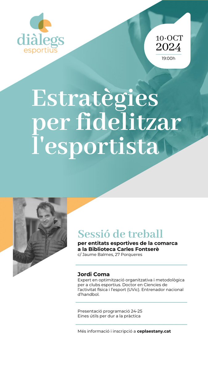 CE Pla de l'Estany (@ceplaestany) on Twitter photo | Diàlegs Esportius 24-25 |
📣 Us presentem #DiàlegsEsportius un projecte coorganitzat entre el <a href="/ceplaestany/">CE Pla de l'Estany</a> i la <a href="/udgceef/">Càtedra d'Esport i Educació Física - UdG</a> que sorgeix de les necessitats detectades a les diferents taules de treball, com la Comissió d’Entitats Esportives
👇🏻 1a sessió de treball amb entitats | Diàlegs Esportius 24-25 |
📣 Us presentem #DiàlegsEsportius un projecte coorganitzat entre el <a href="/ceplaestany/">CE Pla de l'Estany</a> i la <a href="/udgceef/">Càtedra d'Esport i Educació Física - UdG</a> que sorgeix de les necessitats detectades a les diferents taules de treball, com la Comissió d’Entitats Esportives
👇🏻 1a sessió de treball amb entitats