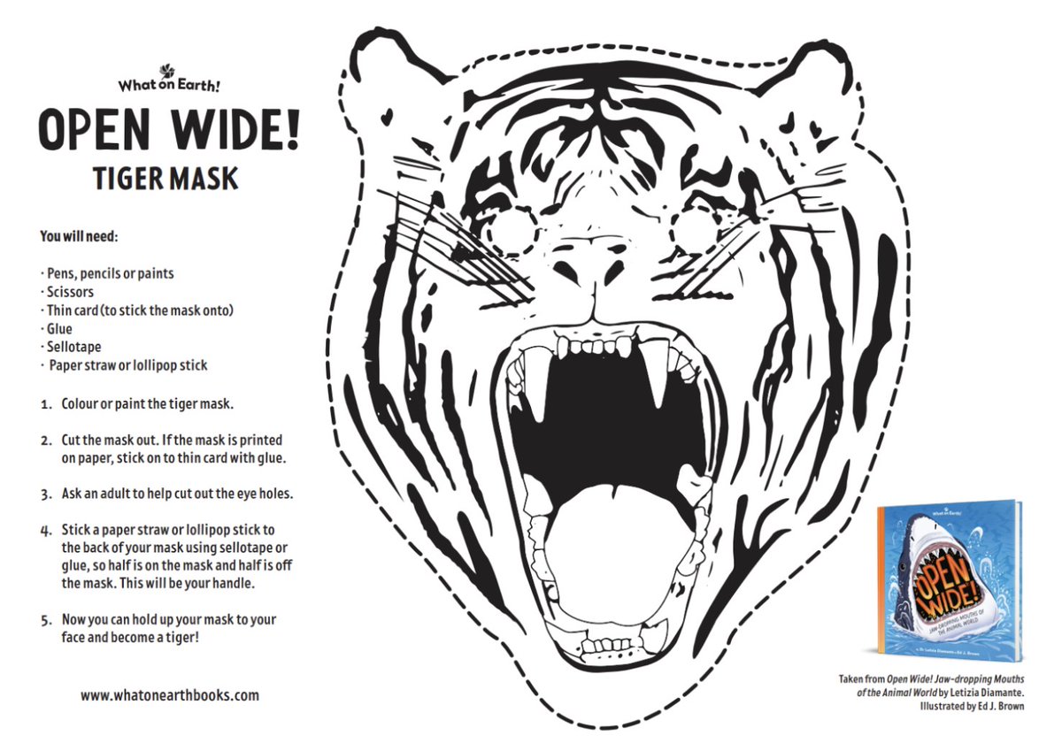 Make your very own roar-some tiger mask based on Ed J. Brown’s amazing illustrations from Open Wide! 🐯 🐅

Download the instructions and template here: whatonearth.pub/3zBo8E2

<a href="/LetiziaDiamante/">Letizia</a>