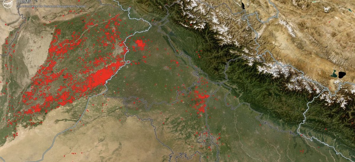 Stubble burning 🌾🔥has begun in North India. Punjab &amp; Haryana shows 127 firecounts between Sept 19-24. 

PU-PGI team will keep you updated. Neighboring country #CRB also adds to pollutant load. All stakeholders must collaborate to curb air pollution. #AirQuality #StubbleBurning