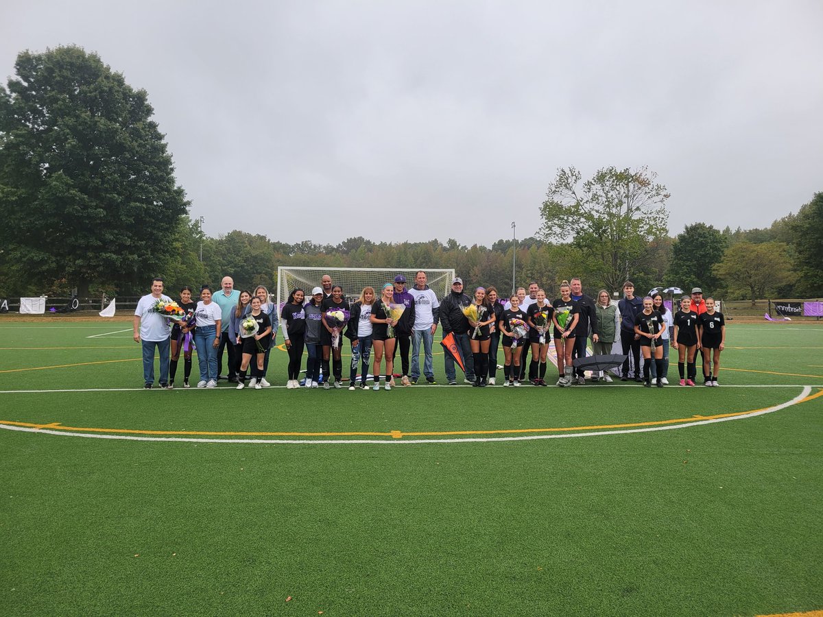 The rain didn't stop our Knights! Girls Soccer defeated Edison 5-0 on Senior Night! Goals scored by Alyssa Penn x3, Morgan Nelson, &amp; Alexis Vaccaro. Assists by Olivia Cusick x2, Priana Lazerson, Morgan Nelson, &amp; Arya Patel! ⚽️💜
