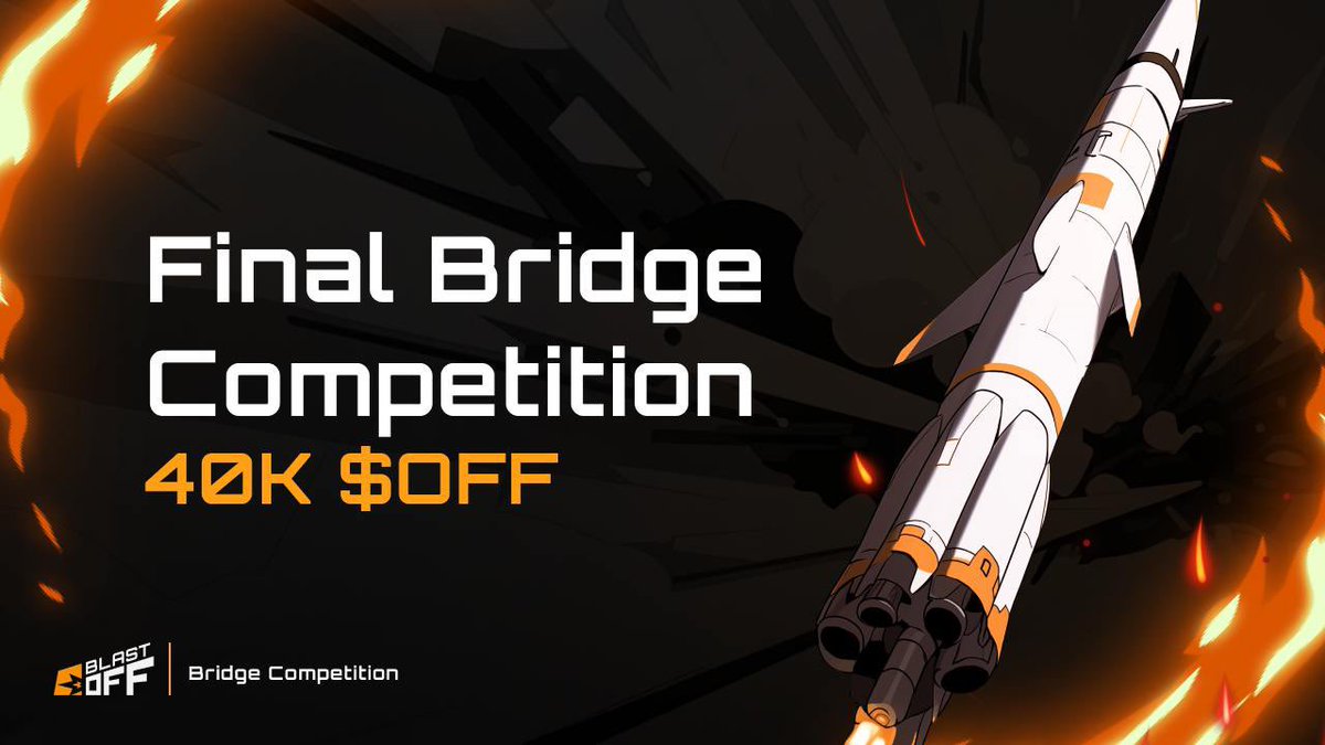 The Final Bridge Competition‼️

This is your last chance to win a share of 40K $OFF

How to enter: 
Bridge $OFF from <a href="/0xPolygon/">Polygon</a> → <a href="/blast/">Blast</a>

Winners picked at the end of the month

What are you waiting for?