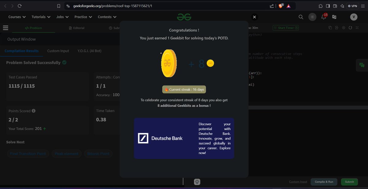 VinitNotFound's tweet image. #geekstreak2024 #DeutscheBank
@geeksforgeeks
@DeutscheBank

Day 16
 Profile Link - geeksforgeeks.org/user/45vinitt6…