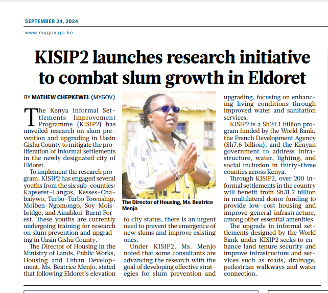 Kenya Informal Settlements Improvement Project tweet media