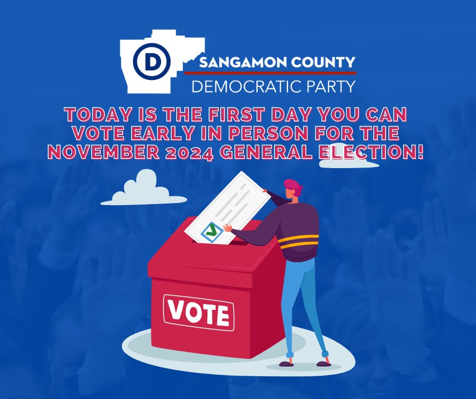 Early Voting starts today in Sangamon County!
Make your plan to vote and make your voice heard now!
sangamondemocrats.com/vote.html