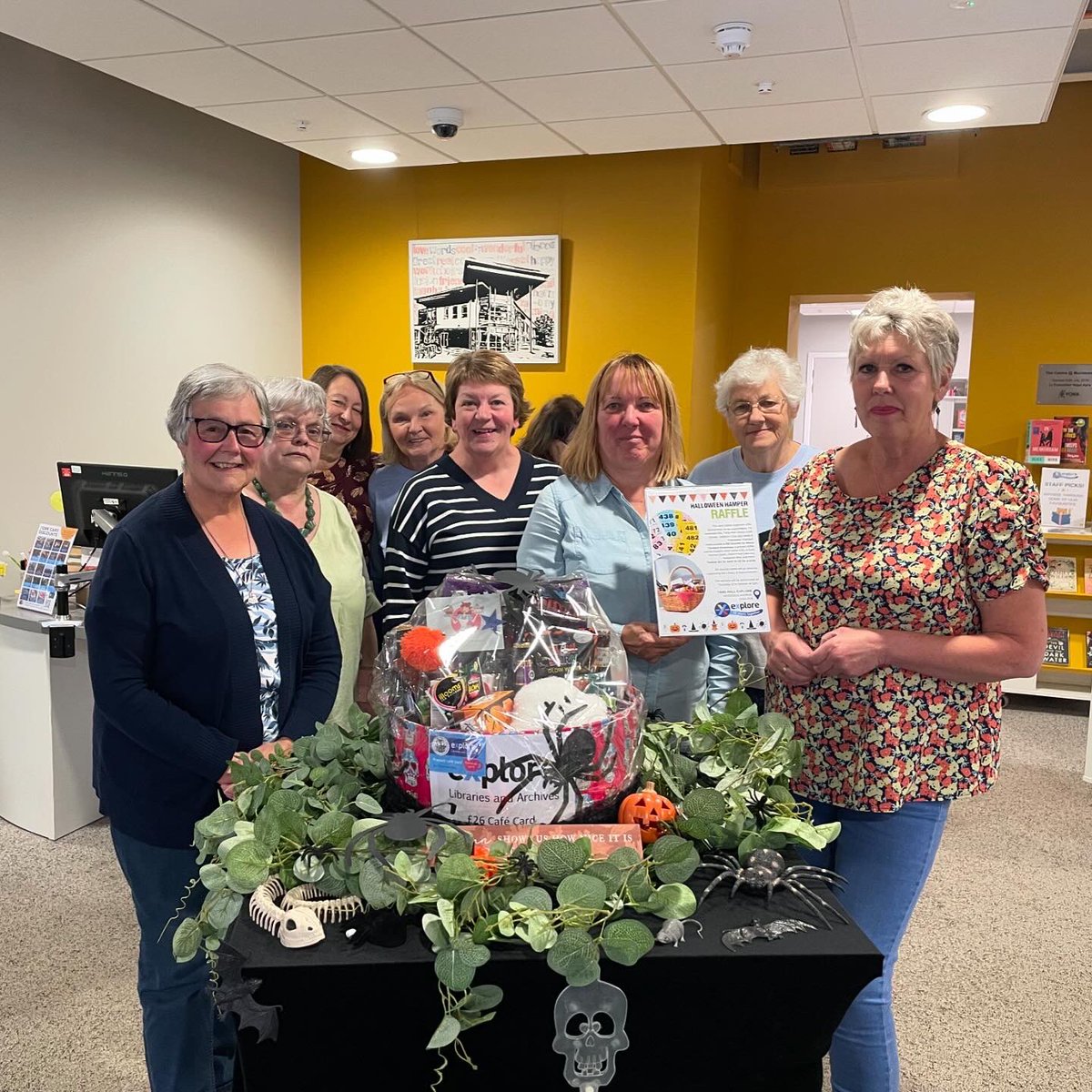 TangHallExplore's tweet photo. Our Craft Group has made a Halloween Hamper packed full of gruesome goods! 🕷️🕸️🧛🏻‍♀️🎃👻💀

Tickets are £1 each or £5 for a strip and can be bought at the library desk. 

All monies raised go towards supporting Explore.

The winner will be announced on Thursday 31st October! https://t.co/5CYO4LjClg