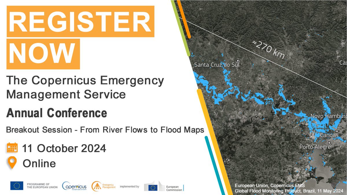 Copernicus EMS (@copernicusems) on Twitter photo #DYK our Global Flood Monitoring tool uses #Copernicus #Sentinel1 🇪🇺🛰️ radar imagery❓
This allows near real-time monitoring of #floods worldwide 🌊, providing a wide range of flood-related data
Learn how to use the #GFM tool at our Annual Conference👇
global-flood.emergency.copernicus.eu/technical-info… #DYK our Global Flood Monitoring tool uses #Copernicus #Sentinel1 🇪🇺🛰️ radar imagery❓
This allows near real-time monitoring of #floods worldwide 🌊, providing a wide range of flood-related data
Learn how to use the #GFM tool at our Annual Conference👇
global-flood.emergency.copernicus.eu/technical-info…